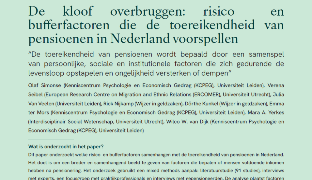 De kloof overbruggen: risico en bufferfactoren die de toereikendheid van pensioenen in Nederland voorspellen